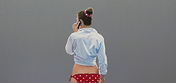Sabine Liebchen: ohne Titel (A. in geknoteter Bluse) | Acryl auf Leinwand | 90x190cm | 2012
