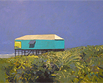 Michael Sichelschmidt: Strandhäuschen – türkis | Acryl/Leinwand | 50x70cm | 2013